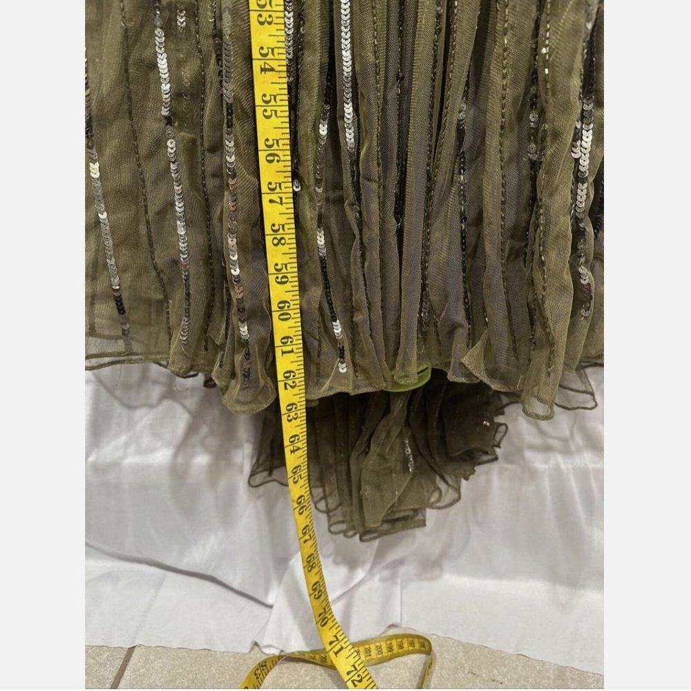 NEW $698 Mac Duggal [ 4 ] Short Sleeve Ombre Sequined‎ Evening Gown Olive #Q548 - Picture 13 of 16